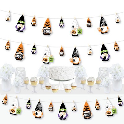 Big Dot of Happiness Halloween Gnomes - Spooky Fall Party DIY Decorations - Clothespin Garland Banner - 44 Pieces