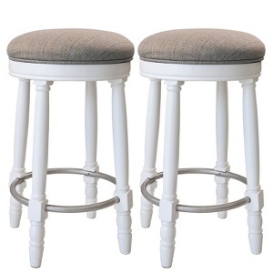 FONTOI 2PCS 360° Swivel Bar Stools, 26" Counter Height Stools with Upholstered Seat, White, 17.5"*26.25"*17.5" - 1 of 4