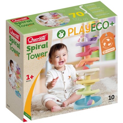 Quercetti: PlayEco+ Spiral Tower Evo - 10pc Ball Run w/ Sound, Stacking Tower