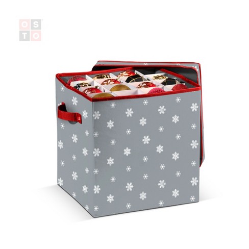 Osto Underbed Christmas Ornament Storage Box With Lid And Trays; Fits 64  Holiday Ornaments Of 3 Inches Tear Proof, Waterproof, 600d Polyester Red :  Target