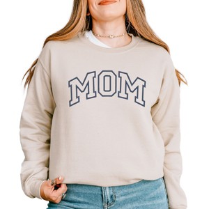 Simply Sage Market Embroidered Mom Varsity Outline Sweatshirt - M - Dust - 1 of 4