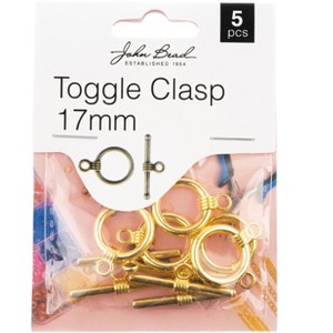 John Bead Must Have Findings Metal Gold 17mm Toggle Clasps for Jewelry Making Findings, 5 Pieces - 1 of 2