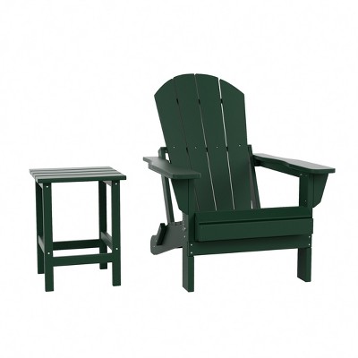 WestinTrends Malibu HDPE Outdoor Patio Folding Poly Adirondack Chair with Side Table (2-Piece Set)