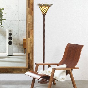 16" x 16" x 72" Tiffany Style Arielle Torchiere Orange - Warehouse of Tiffany: Stained Glass, Metal Base, ETL Listed - 1 of 3