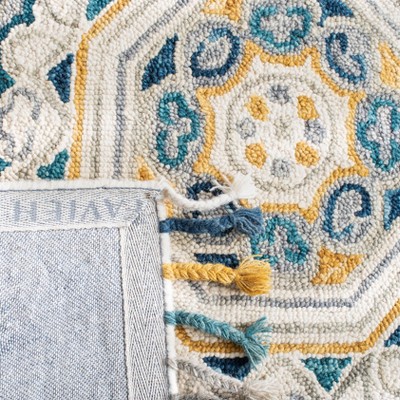 Ivory and Charcoal Bohemian Wool Area Rug