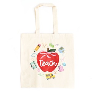 Teach Apple Watercolor - Canvas Tote - 1 of 3