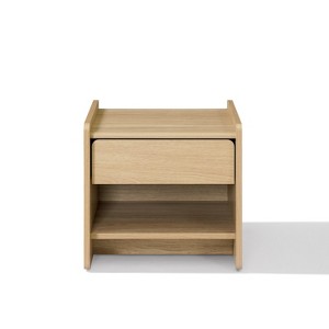 LuxenHome Hazel Oak Manufactured Wood 1-Drawer 1-Shelf 15.5" H End Table and Nightstand Brown - 1 of 4