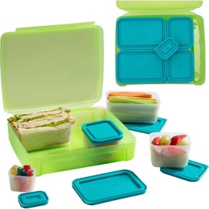 Bentology Green Bento Lunch Box Set w 5 Removable Nesting Containers- Meal Prep Snack Holders for School, Leakproof Durable & BPA Free-Dishwasher Safe - 1 of 3