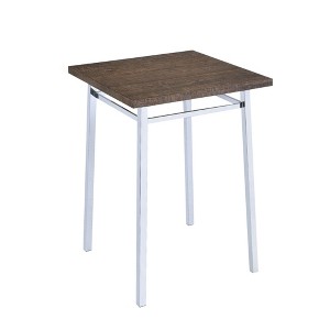 Simple Relax Square Wood Top Bar Table in Oak and Chrome - 1 of 4