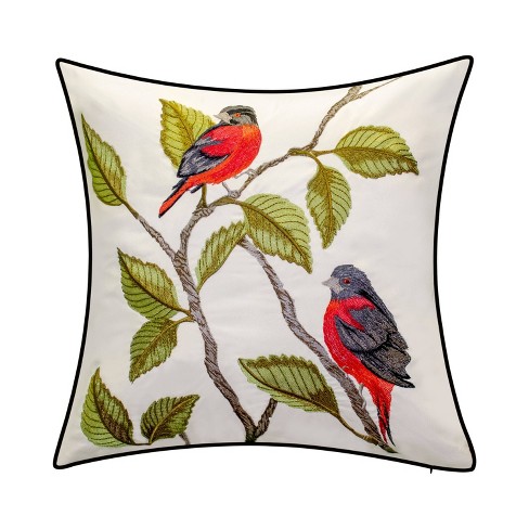 White Blossoms and Bird - 20 x 20 needlepoint pillow – Deluxe Pillows