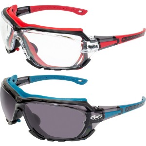 2 Pairs of Global Vision Eyewear Octane Safety Motorcycle Glasses with Clear, Smoke Lenses - 1 of 4