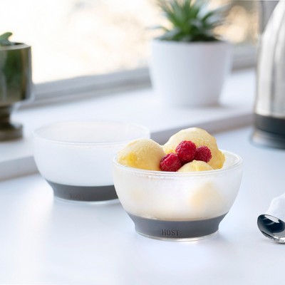 Gray Double Walled Insulated Plastic Ice Cream Bowls, Set of 2