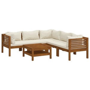 vidaXL Garden Lounge Set Cream Solid Acacia wood, Polyester Modular - 1 of 4