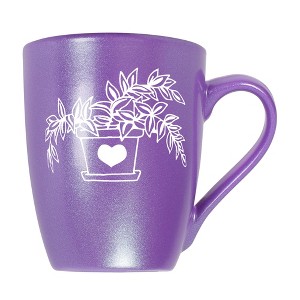 Elanze Designs Botanical Foliage Nature Coffee Cup Mug 10 Ounce Ceramic With Shimmery Metallic Finish Elegant Minimalist Inch Plant in Heart Planter - 1 of 4