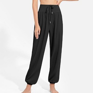 BABYYER Women's High Waisted Yoga Pants, Wide Leg Fake Drawstring Trousers, Casual Sweatpants with Pockets, Quick-Drying and Breathable - 1 of 4