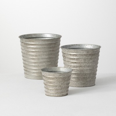 Sullivans Set of 3 Planter Vases 8"H, 7"H & 4.25"H Silver