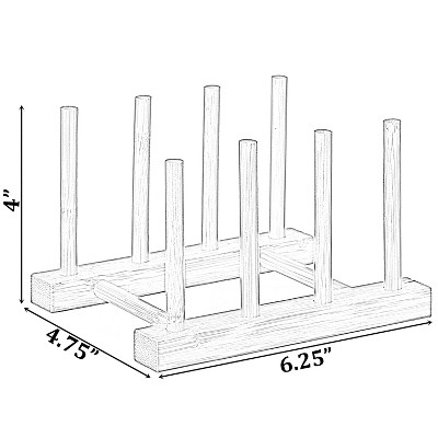 Set of 2 Bamboo Wooden 3-Grid Dish Drainer Racks