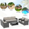 Outdoor Wicker Patio Furniture Sectional Set, Glass Top Table with Hidden Storage, Includes 7 Seating Components, Natural Rattan with Cushions - 4 of 4