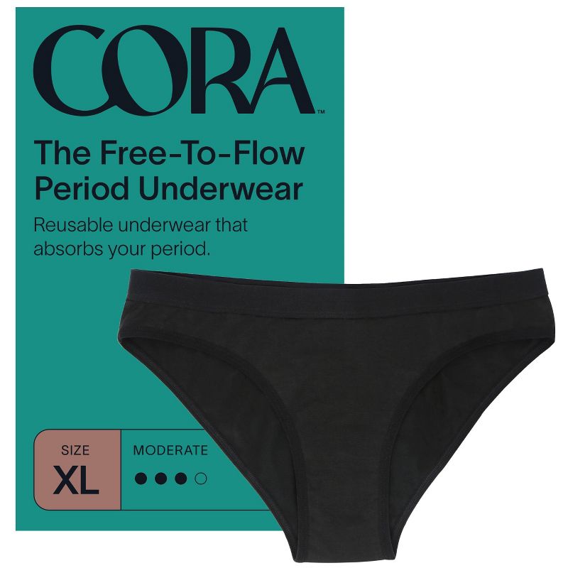 Cora Reusable Period Underwear - Bikini Style - Black, 1 of 15