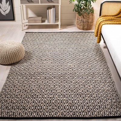 Montauk 3' x 5' Black and Beige Handwoven Cotton Rug