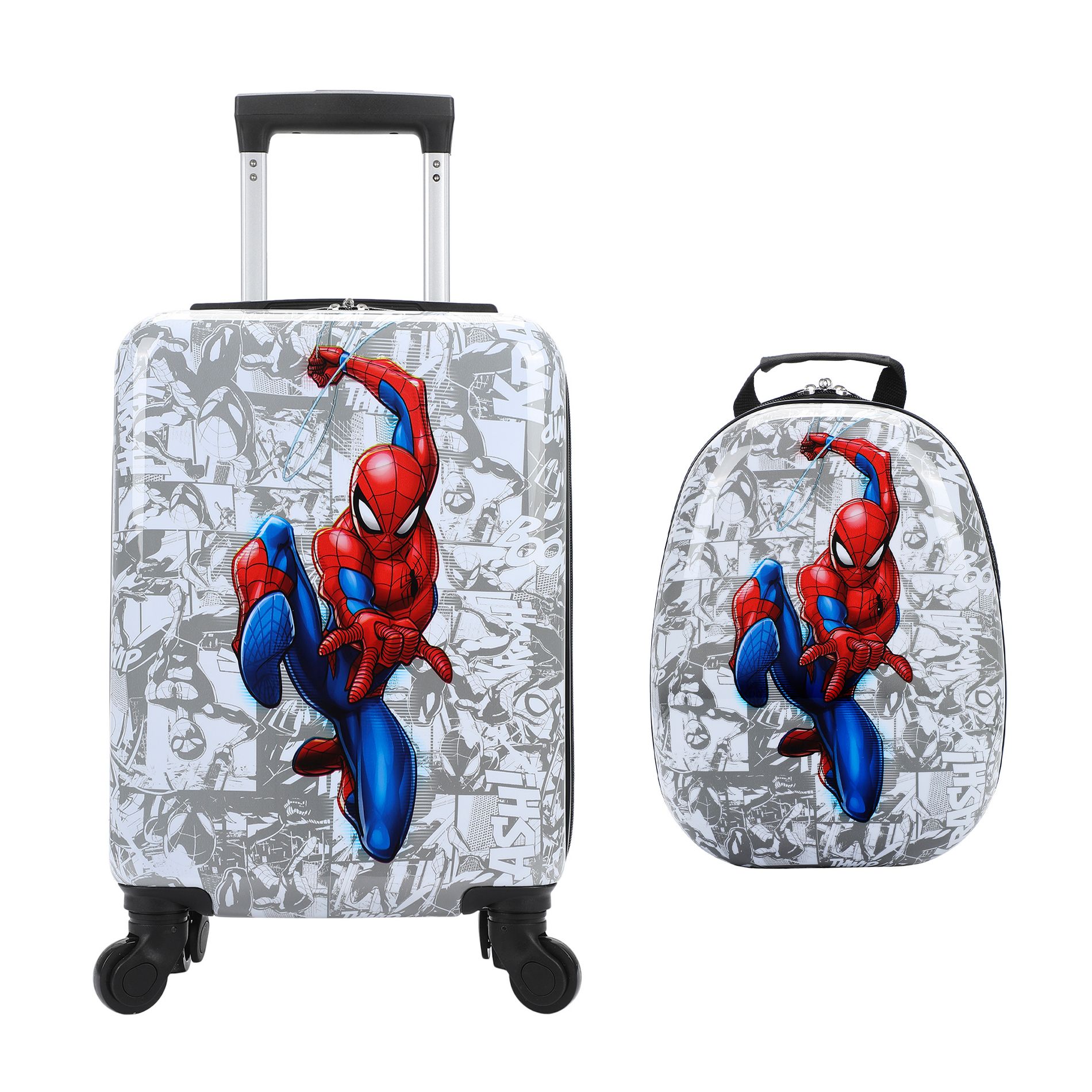 Spider-Man In Pose Kids' 2-Piece Travel Set With Rolling Suitcase And Backpack