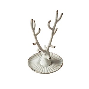 Slickblue Antique White/Black Pewter Buck Jewelry Holder for Rings, Earrings, or Small Accessories - 1 of 3