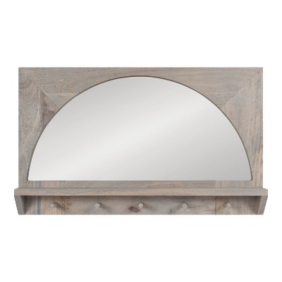 Andover White Mango Wood Arched Mirror with Hooks