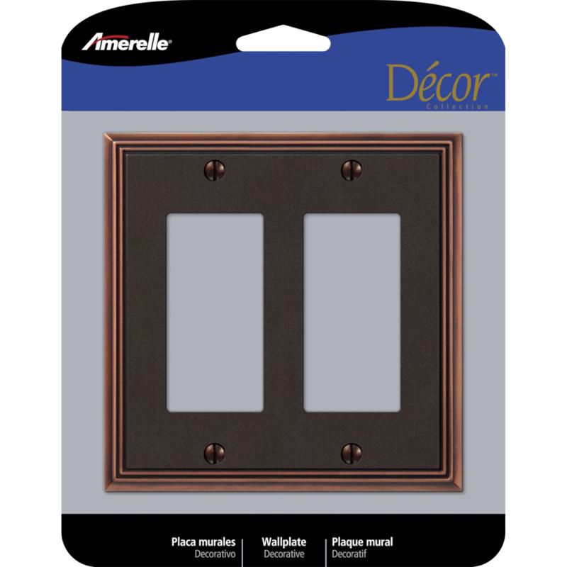Amerelle Imperial Bead Aged Bronze 2 gang Die-Cast Metal Decorator Wall Plate 1 pk, 1 of 2