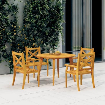 vidaXL Patio Table 43.3 in.x29.5 in. Solid Wood Acacia