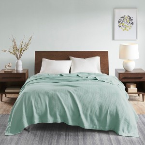 100% Cotton Ultra Soft Solid Bed Blanket, Waffle Weave Lightweight Breathable Blanket for Hot Season - 1 of 4