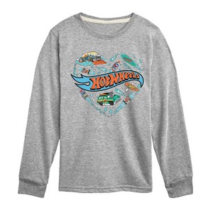Boys' - Hot Wheels - Surfing Mix In A Heart Long Sleeve Graphic T-Shirt - 1 of 4