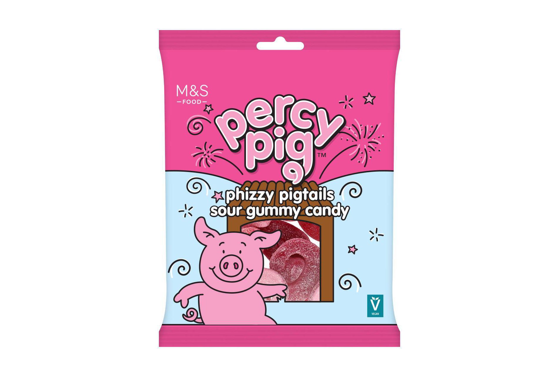 M&S Percy Pig Phizzy Pigtails Candy - 6oz