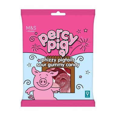 M&S Percy Pig Phizzy Pigtails Candy - 6oz
