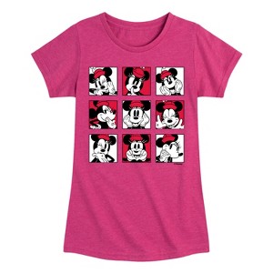 Girls' - Disney - Minnie Mouse Face Grid Fitted Short Sleeve Graphic T-Shirt - 1 of 4