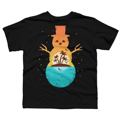 Boy's Design By Humans Christmas in July Snowman Sunset By destiny29 T-Shirt