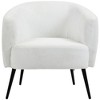 HOMCOM Teddy Fleece Fabric Accent Chair, Mid Century Modern Barrel Armchair with Metal Legs and Soft Padding for Living Room, Cream - 4 of 4