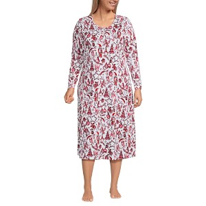 Lands' End Women's Cotton Long Sleeve Midcalf Nightgown - 1 of 3