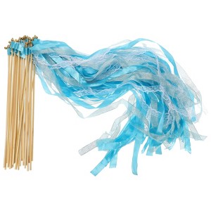 Unique Bargains Party Favor Wooden Handle Lace Ribbon Sticks Fairy Wands 25 Pcs - 1 of 4