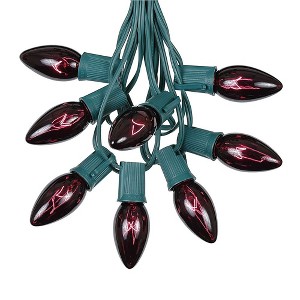 Novelty Lights 25 Feet C9 Christmas String Light Set, Vintage Holiday Hanging Light Set, Green Wire - 1 of 4