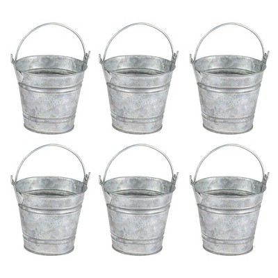 Juvale Mini Metal Buckets with Handles - 6-Pack Party Tin Pail Containers for Gifts, Candy, Party Favors, 2.8 Inches Tall