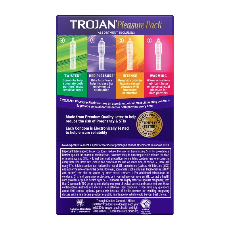 Trojan Pleasure Pack Lubricated Condoms, 3 of 14