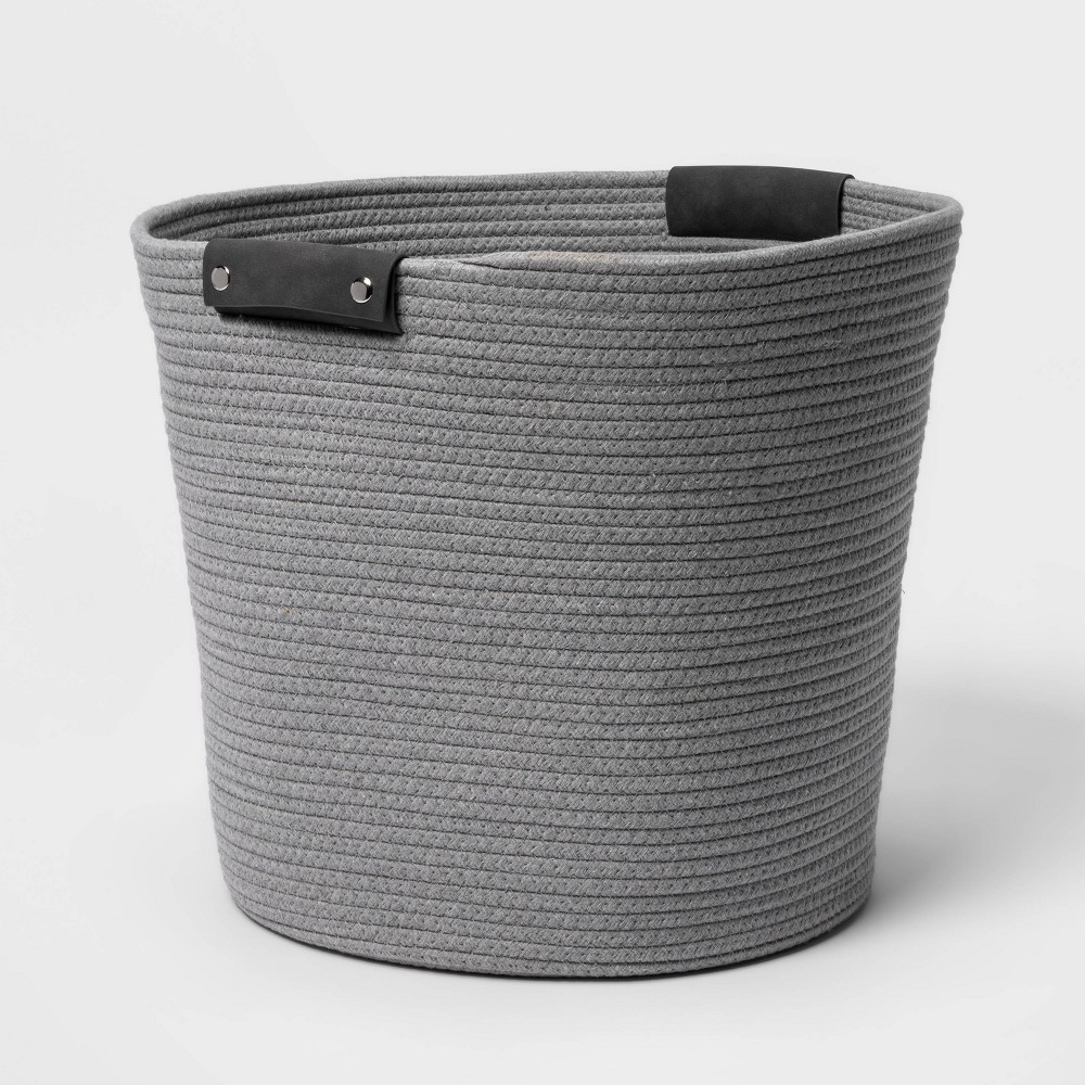 17'' Coiled Rope Tapered Basket Gray - Brightroom