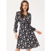 Allegra K Women's Floral Print V-Neck Smocked Waist Midi Dress - 3 of 4