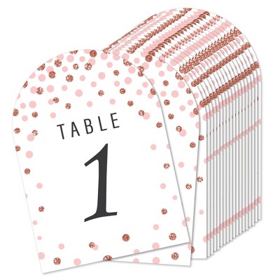 Big Dot of Happiness Rose Gold Wedding - Wedding Receptions, Parties or Events Double-Sided 5 x 7 inches Cards - Table Numbers - 1-20