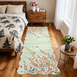 Washable Area Rug: Boho Floral Soft, Non-Slip Farmhouse Style – Living Room, Bedroom, Dining Room, Nursery - 1 of 4