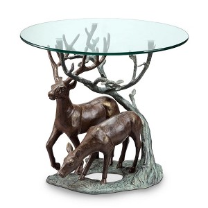 SPI Home Wildlife-Themed Deer Pair End Table with Glass Top - 1 of 2