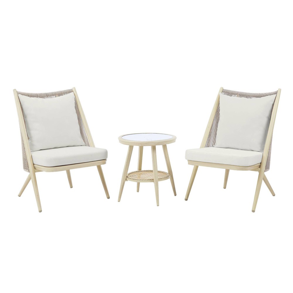 Dirk 3pc Patio Chairs with Side Table Natural miBasics