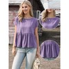 INSPIRE CHIC Women's Short Sleeve Casual Round Neck Ruffle Hem Flowy Spring Summer Blouses - 2 of 4