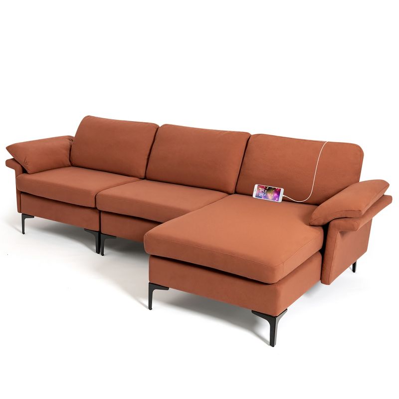 Costway L-shaped Modern Modular Sectional Sofa w/ Reversible Chaise & 2 USB Ports, 1 of 11