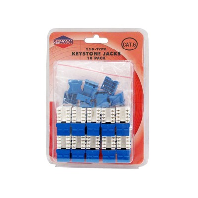 Shaxon Category 6 RJ45/110 568A/B Keystone Jack Blue 10/Pack BM703U810-10B